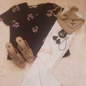 Nine Britton Black Floral Top